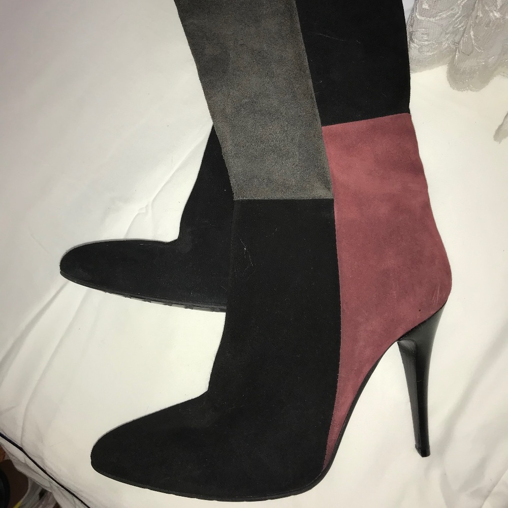 Charles David Kris OTK Black Grey Burgundy Suede
